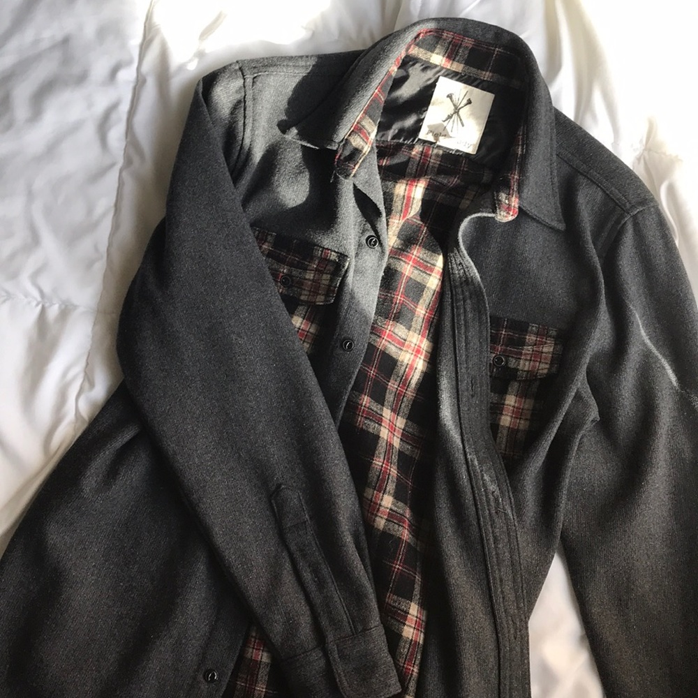 Urban Outfitters Heavy Plaid and Gray Button Down